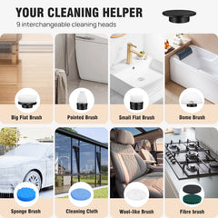 Electric Cleaning Brush – 9-in-1 Cordless Power Scrubber